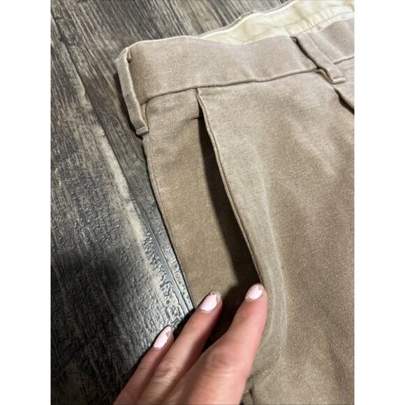 Banana Republic Brushed Traveler Pant Mens 42L Beige Pleated Preppy Relaxed Fit - Picture 2 of 10